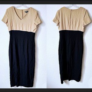 Quadra Vintage 80s Sheath Maxi Dress w Slip and Shoulder Pads 14